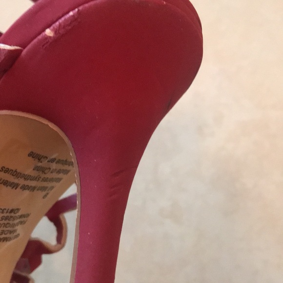 Express Suede Shiraz Wine Burgundy Stiletto High Heel Caged Sandals Size 9 - Picture 6 of 7